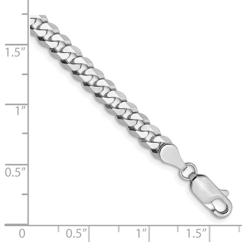 8 Inch 10K White Gold Wg 4.75mm Flat Beveled Curb Chain Bracelet