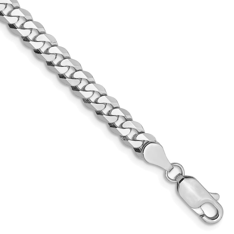 8 Inch 10K White Gold Wg 4.75mm Flat Beveled Curb Chain Bracelet