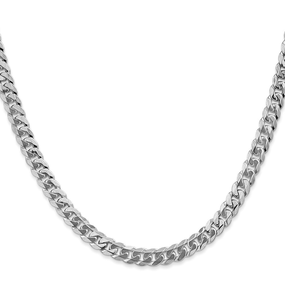 10K White Gold Wg 5.75mm Flat Beveled Curb Chain Necklace