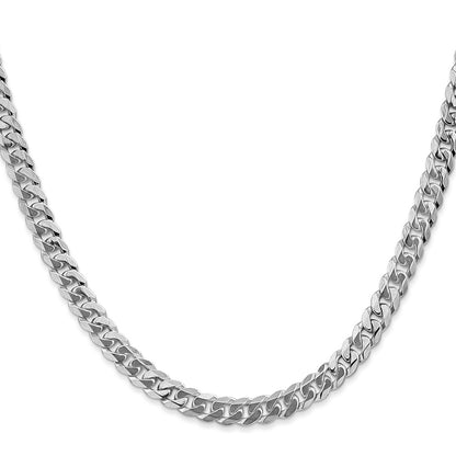 10K White Gold Wg 5.75mm Flat Beveled Curb Chain Necklace
