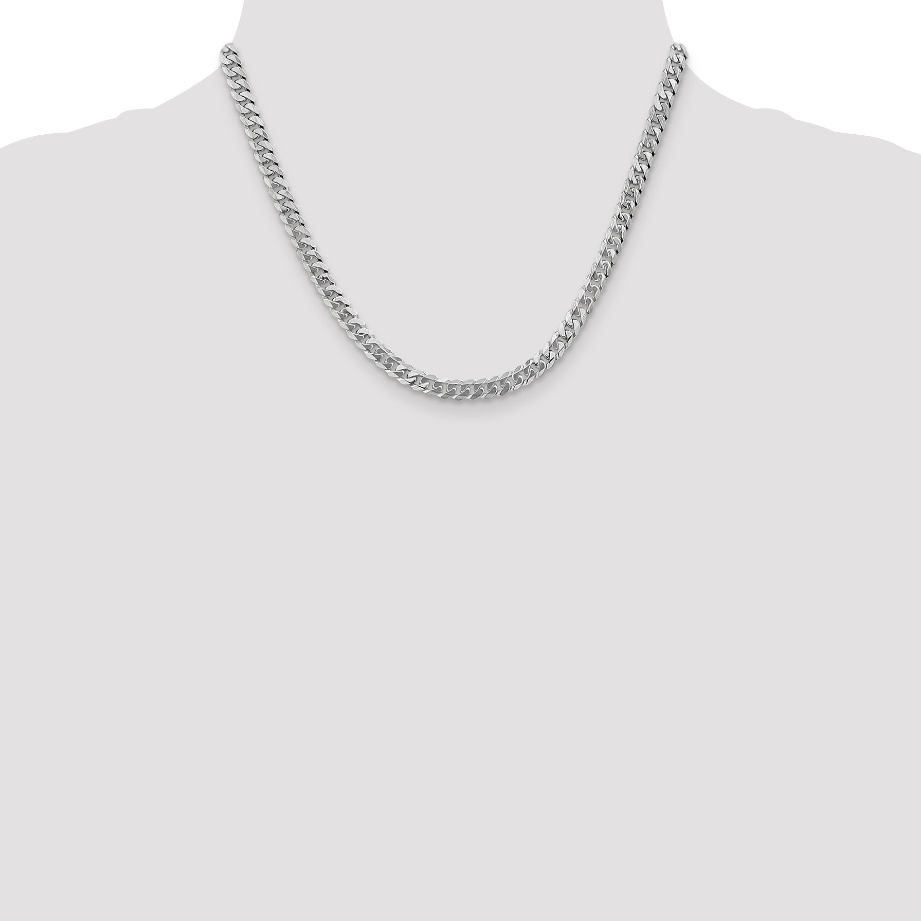 10K White Gold Wg 5.75mm Flat Beveled Curb Chain