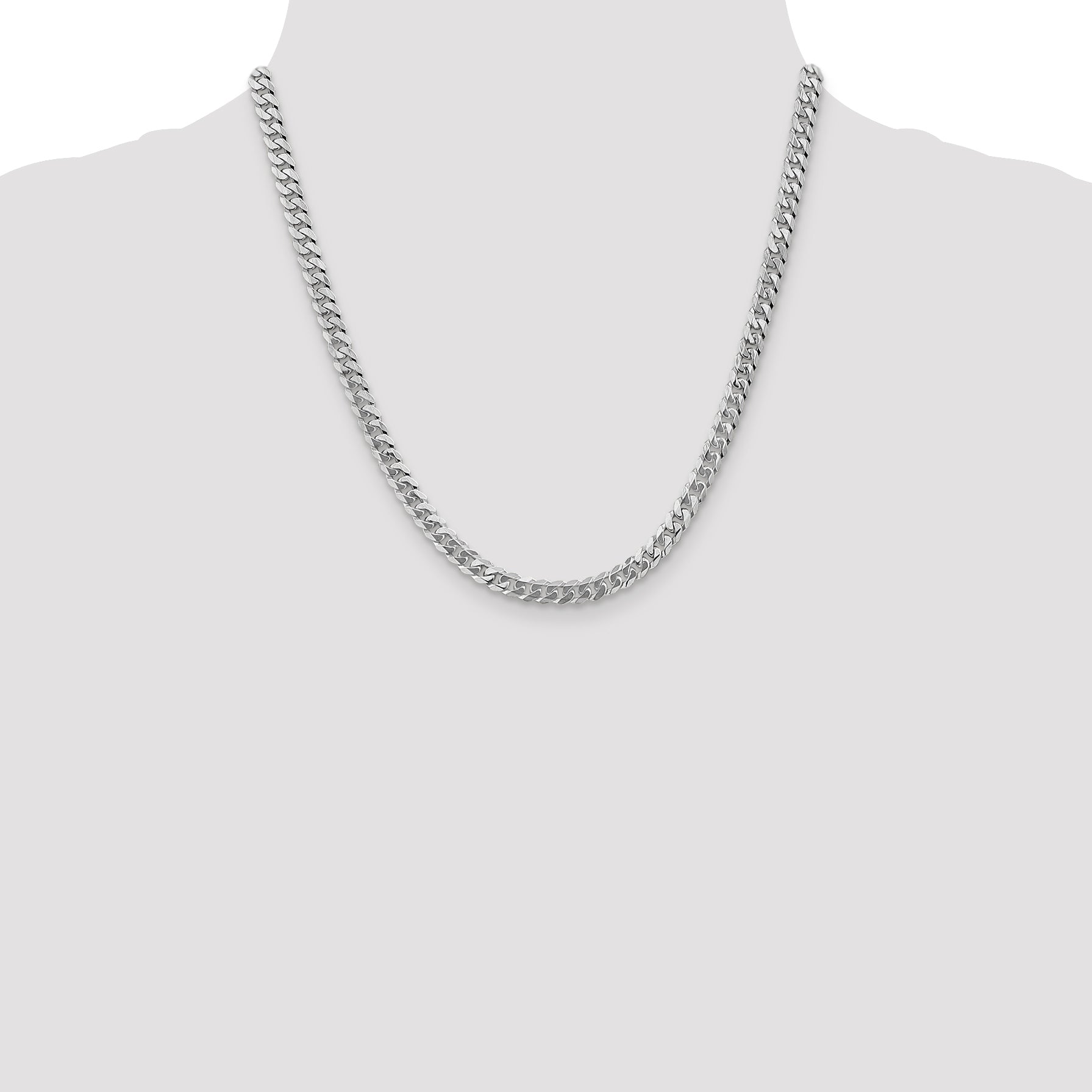 10K White Gold Wg 5.75mm Flat Beveled Curb Chain