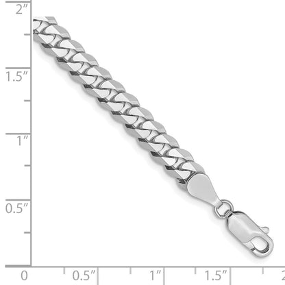 10K White Gold Wg 5.75mm Flat Beveled Curb Chain Bracelet