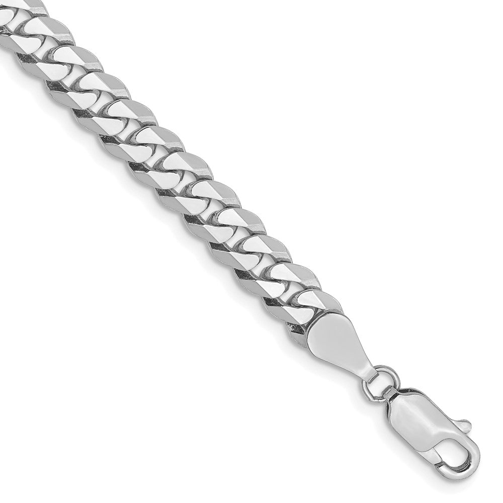 10K White Gold Wg 5.75mm Flat Beveled Curb Chain Bracelet