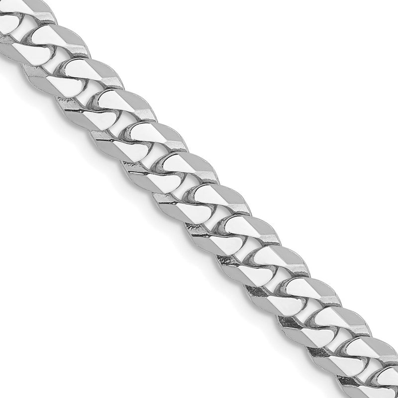 10K White Gold Wg 5.75mm Flat Beveled Curb Chain Necklace