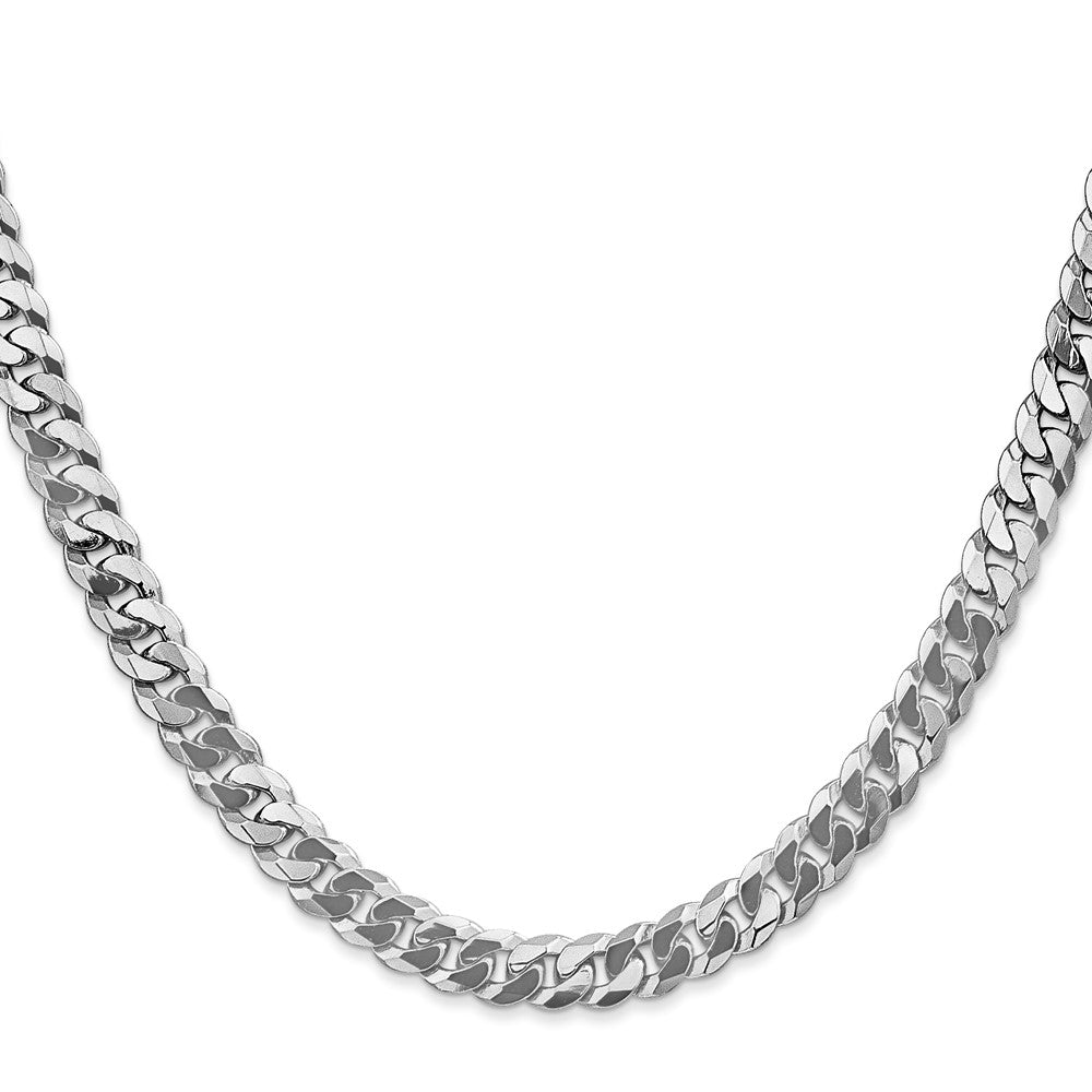 10K White Gold Wg 6.25mm Flat Beveled Curb Chain Necklace