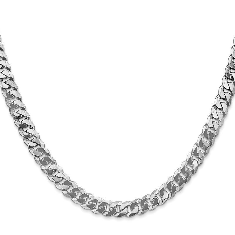 10K White Gold Wg 6.25mm Flat Beveled Curb Chain Necklace
