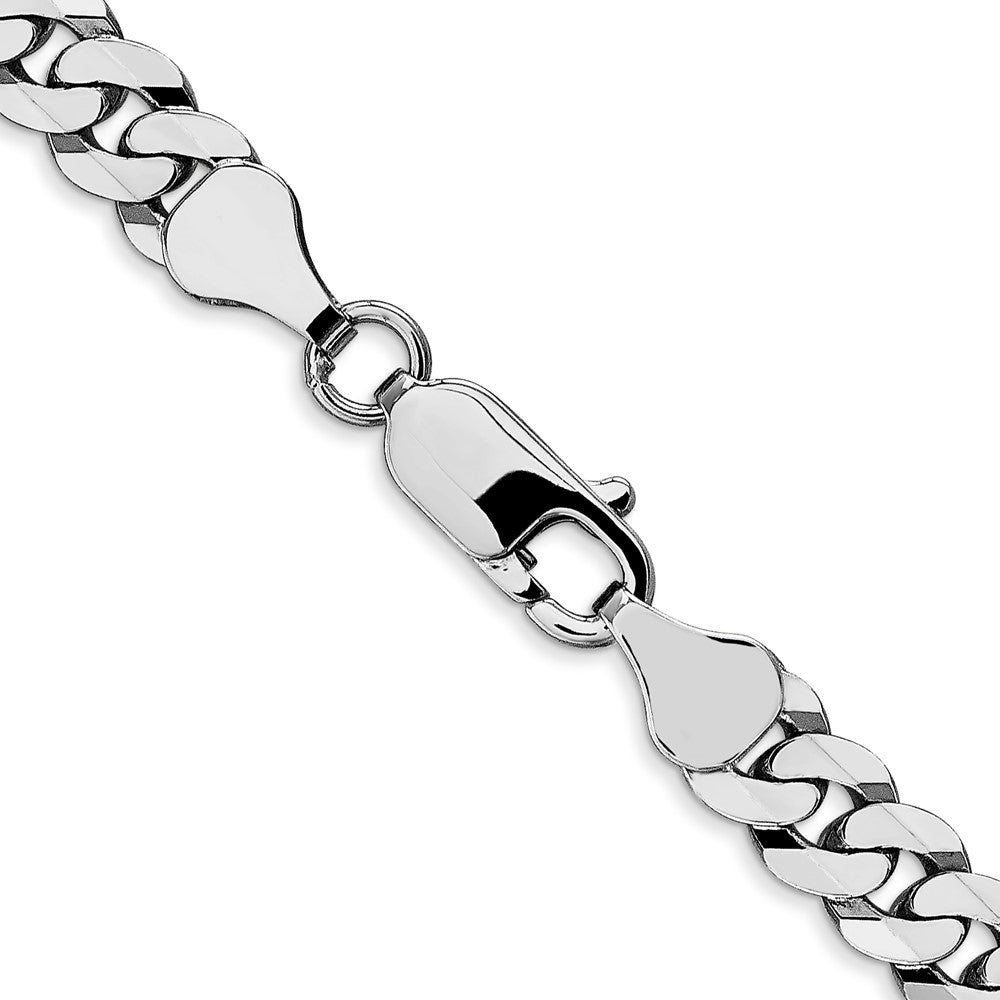 10K White Gold Wg 6.25mm Flat Beveled Curb Chain Necklace