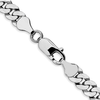 10K White Gold Wg 6.25mm Flat Beveled Curb Chain Necklace