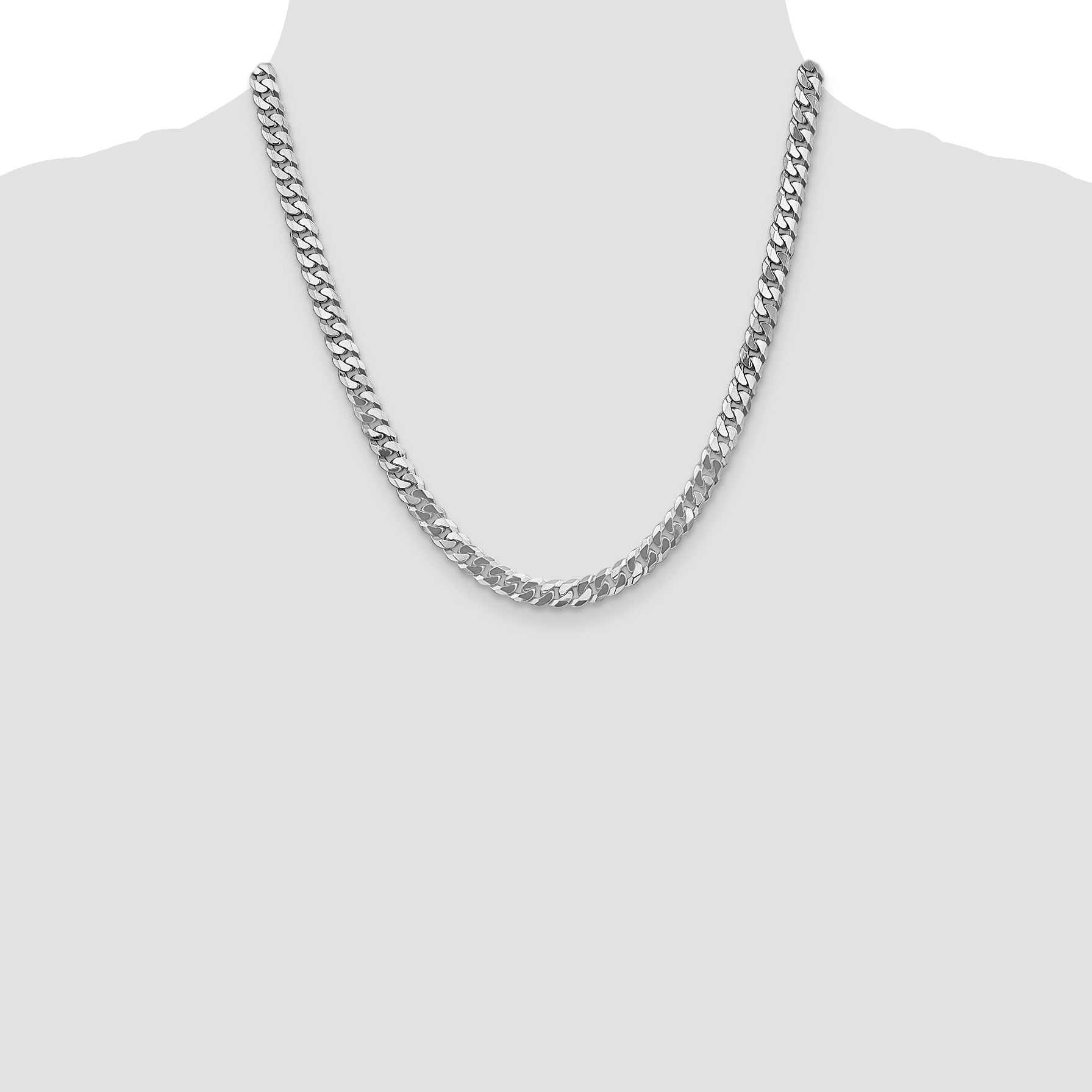 10K White Gold Wg 6.25mm Flat Beveled Curb Chain
