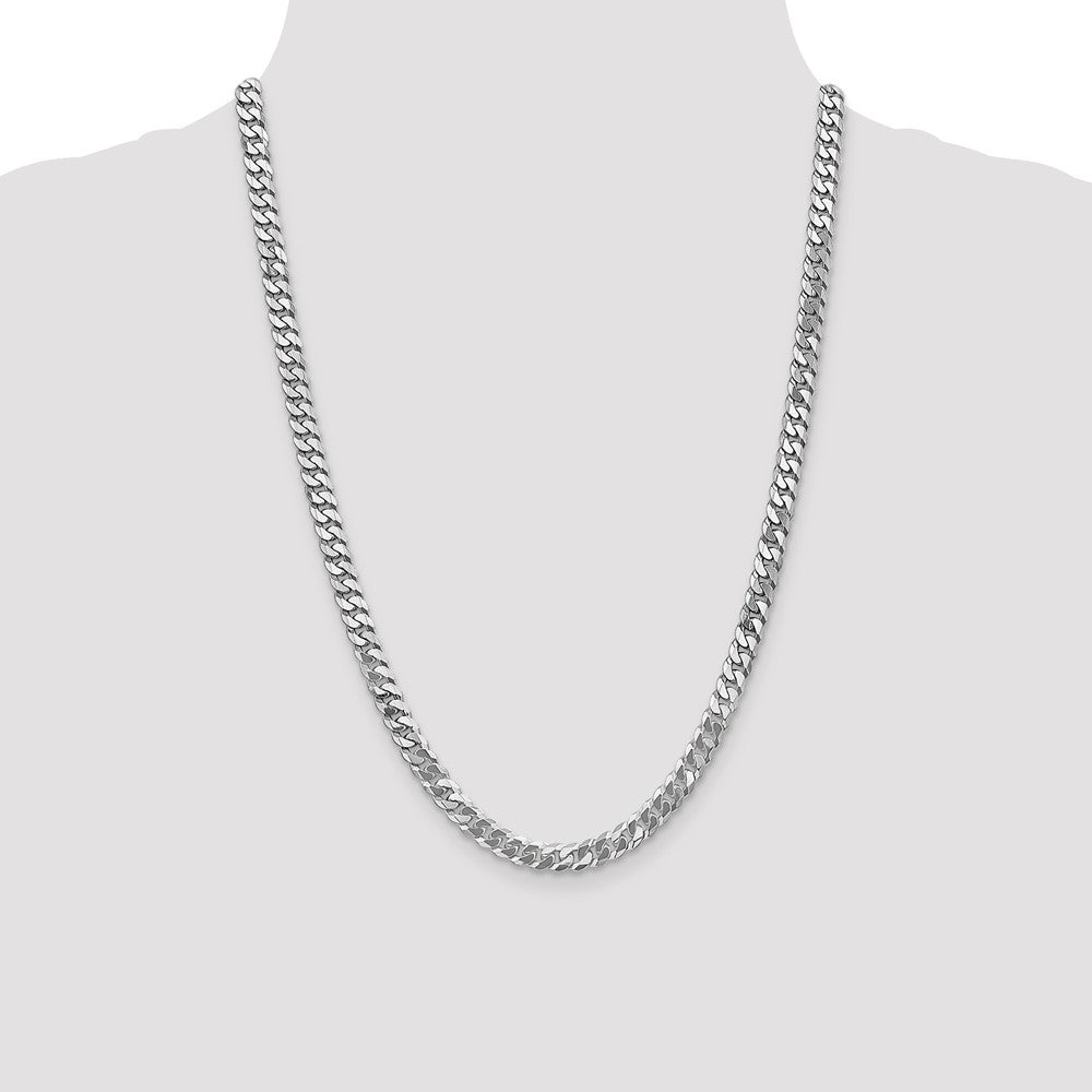 10K White Gold Wg 6.25mm Flat Beveled Curb Chain Necklace