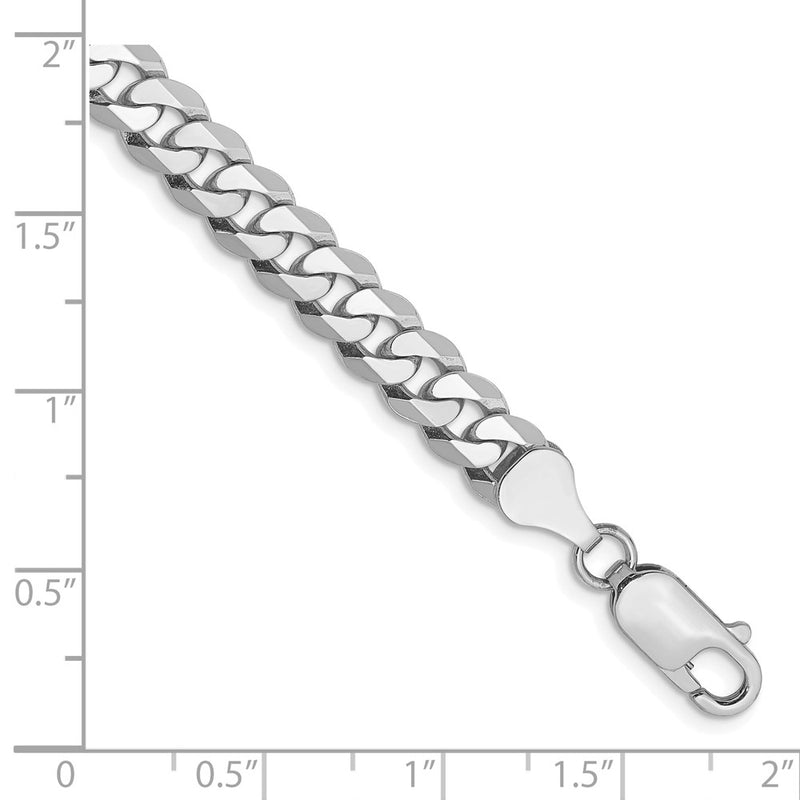 9 Inch 10K White Gold Wg 6.25mm Flat Beveled Curb Chain Bracelet