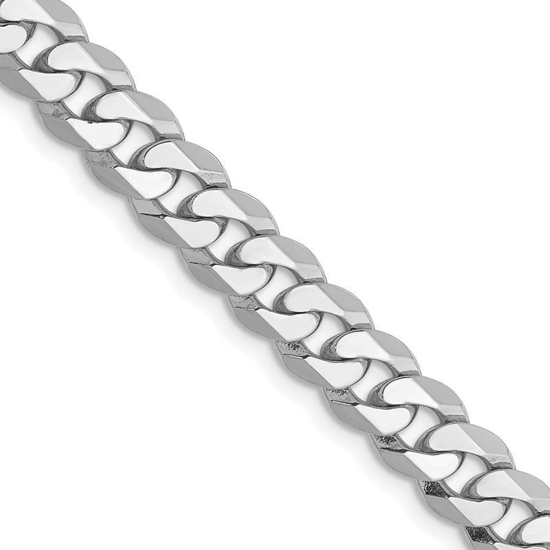 10K White Gold Wg 6.25mm Flat Beveled Curb Chain Necklace