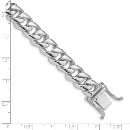 10K White Gold 9.6mm Hand-Polished Rounded Curb Link Bracelet