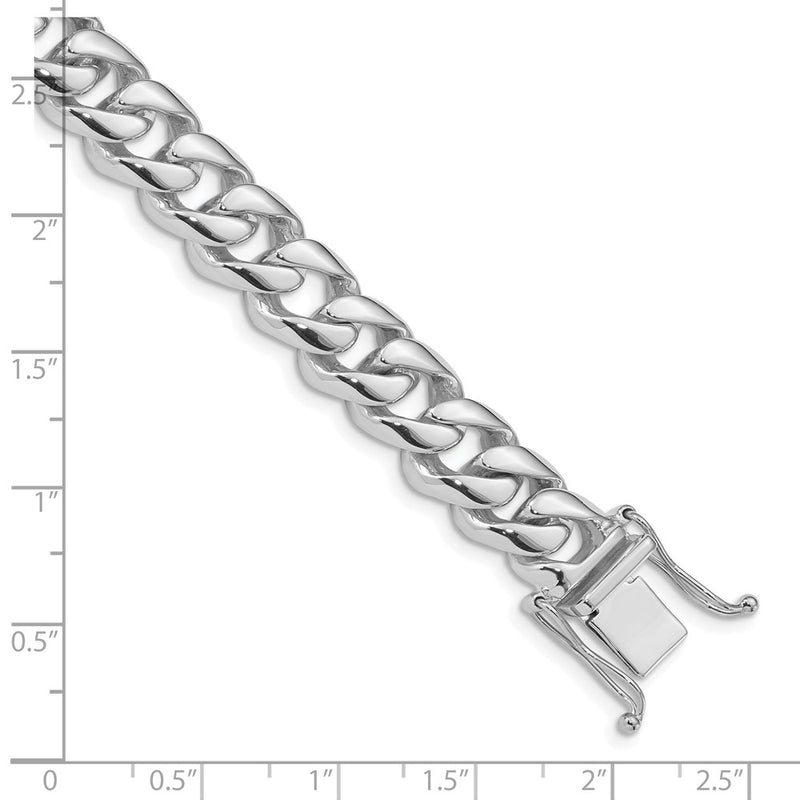 10K White Gold 9.6mm Hand-Polished Rounded Curb Link Chain Bracelet