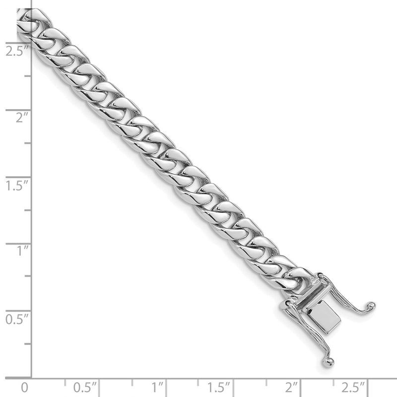 10K White Gold Wg 6.8mm Hand-Polished Flat Beveled Curb Link Chain Bracelet