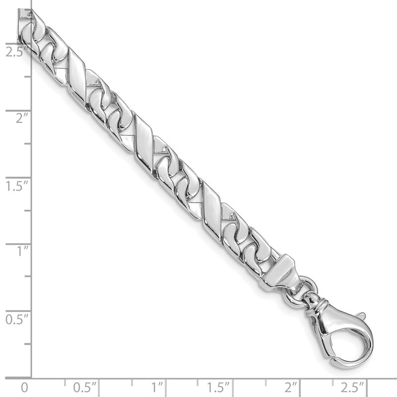 10K White Gold 6.7mm Hand-Polished Fancy Link Chain Bracelet