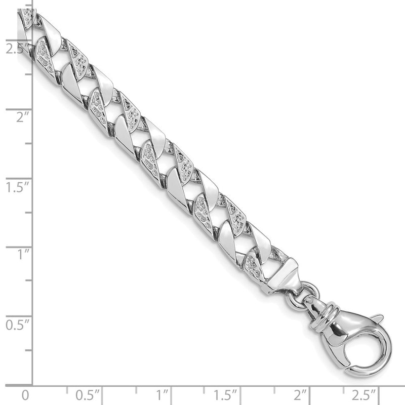 8 Inch 10K White Gold 7.5mm Hand Polished Fancy Link Chain Bracelet