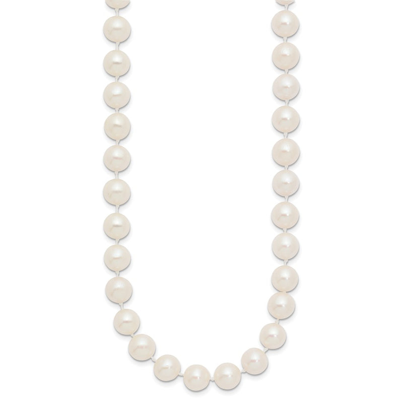 10K Yellow Gold 8-9mm White Near Round Freshwater Cultured Pearl 20 Inch Necklace
