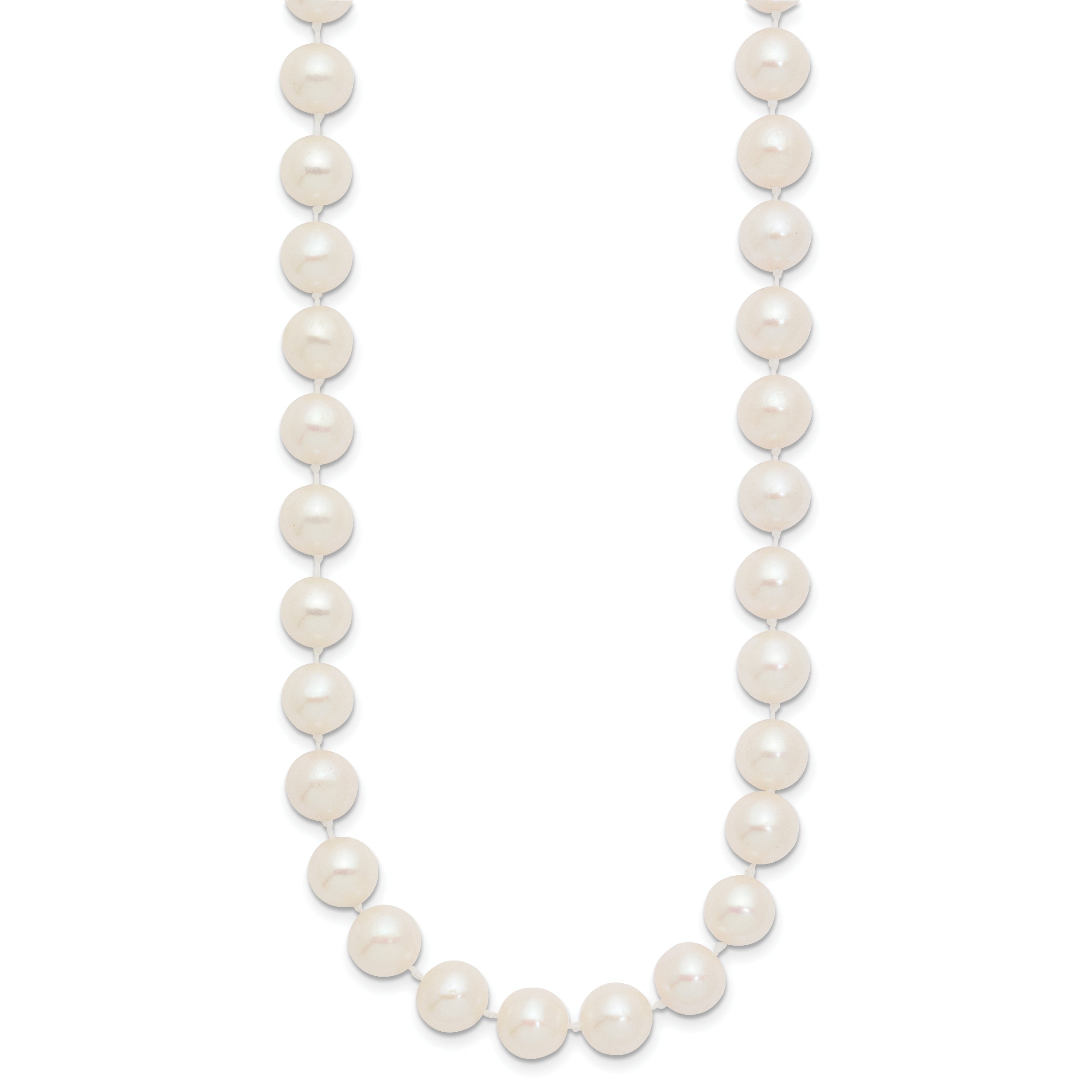 10K Yellow Gold 8-9mm White Near Round Freshwater Cultured Pearl 16 Inch Necklace