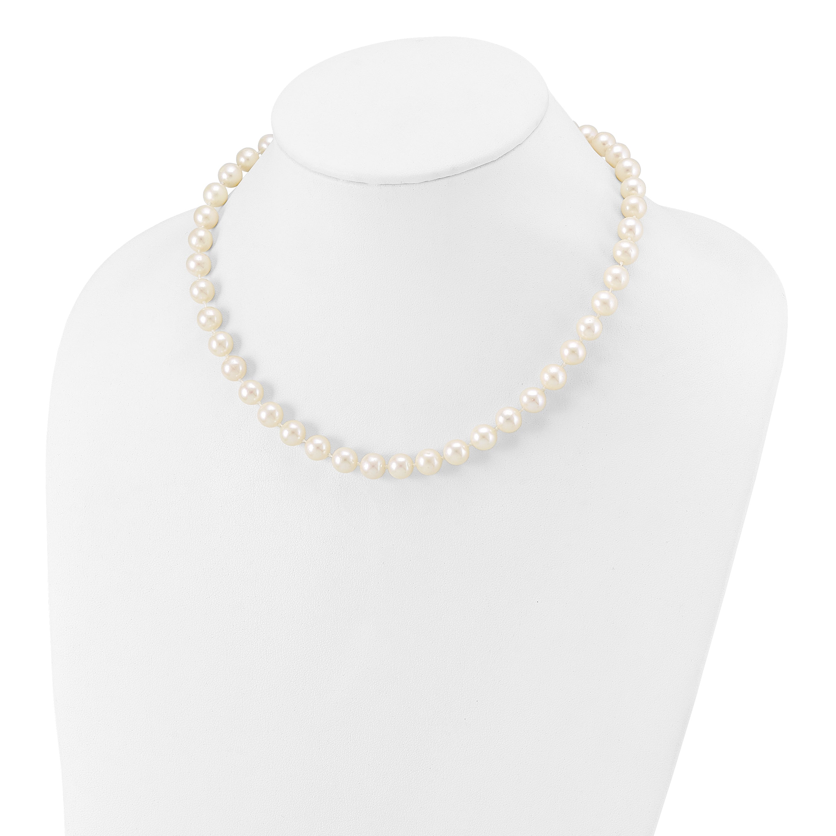 10K Yellow Gold 8-9mm White Near Round Freshwater Cultured Pearl 16 Inch Necklace