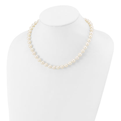 10K Yellow Gold 8-9mm White Near Round Freshwater Cultured Pearl 16 Inch Necklace