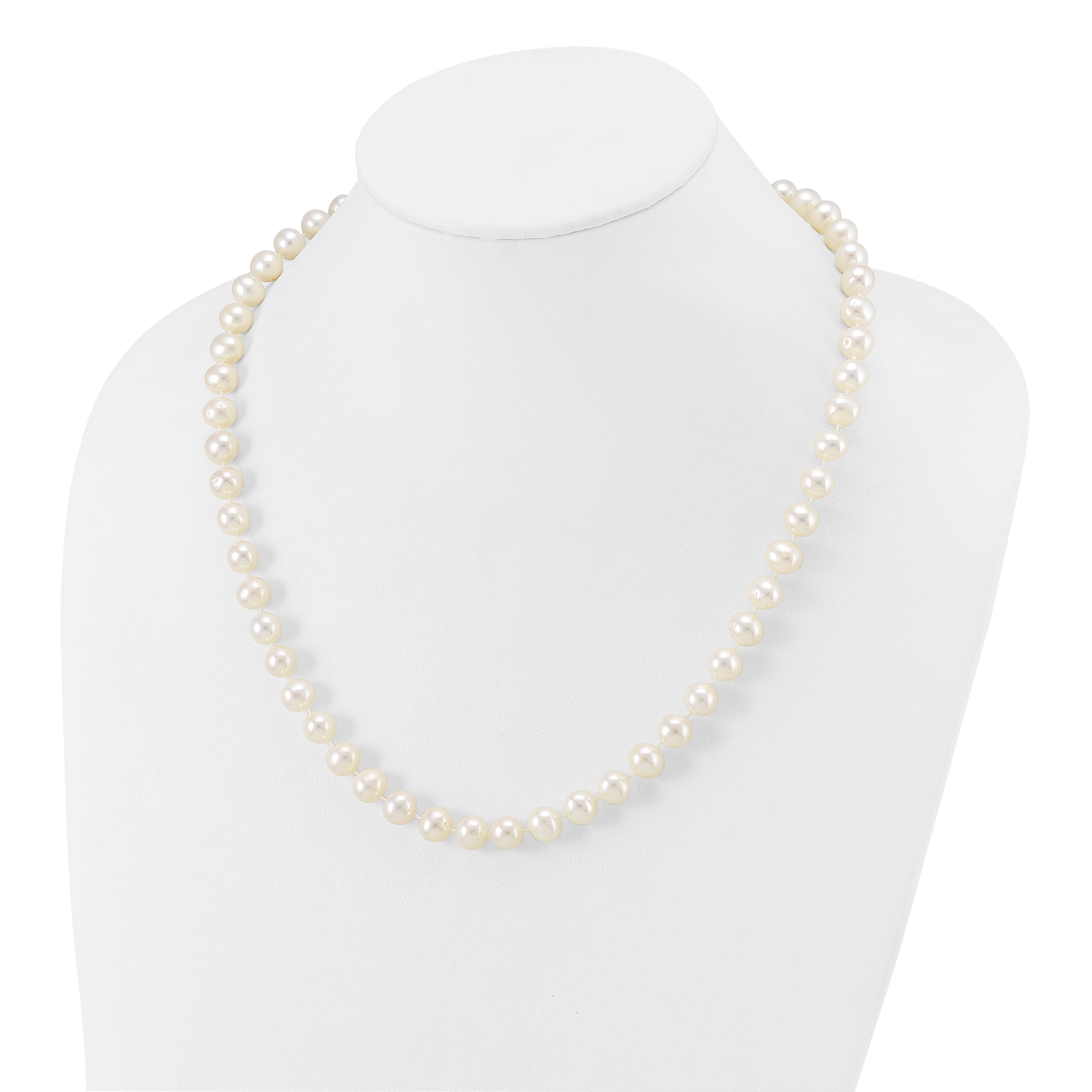 10K Yellow Gold 8-9mm White Near Round Freshwater Cultured Pearl 20 Inch Necklace