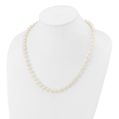 10K Yellow Gold 8-9mm White Near Round Freshwater Cultured Pearl 20 Inch Necklace