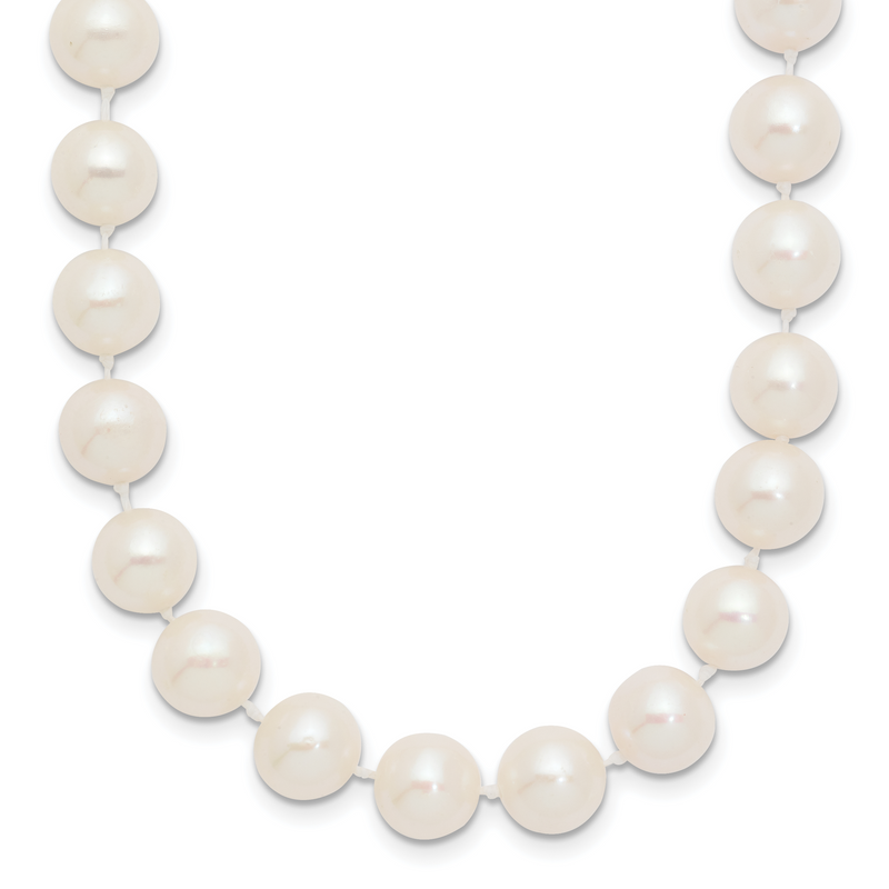 10K Yellow Gold 8-9mm White Near Round Freshwater Cultured Pearl 16 Inch Necklace