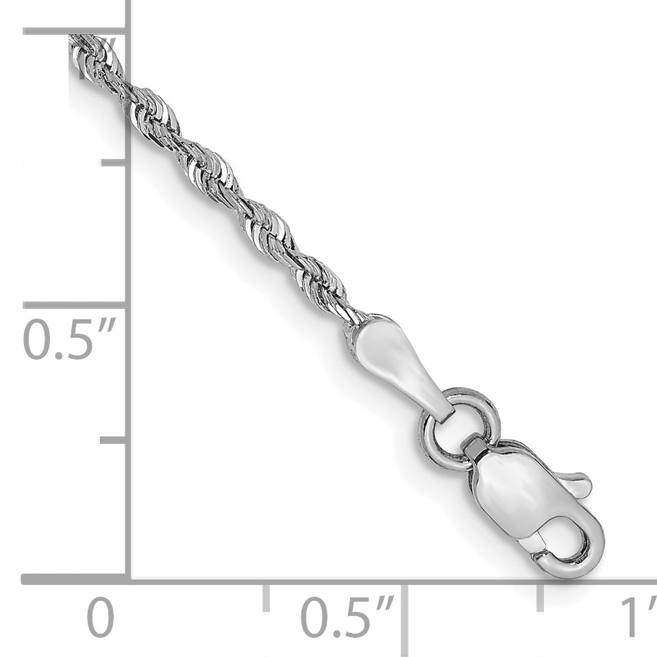 10K White Gold 1.85mm D/C Quadruple Rope Chain Anklet