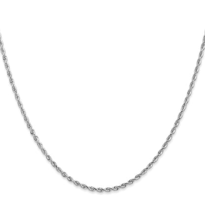 16 Inch 10K White Gold 2mm D/C Quadruple Rope Chain Necklace