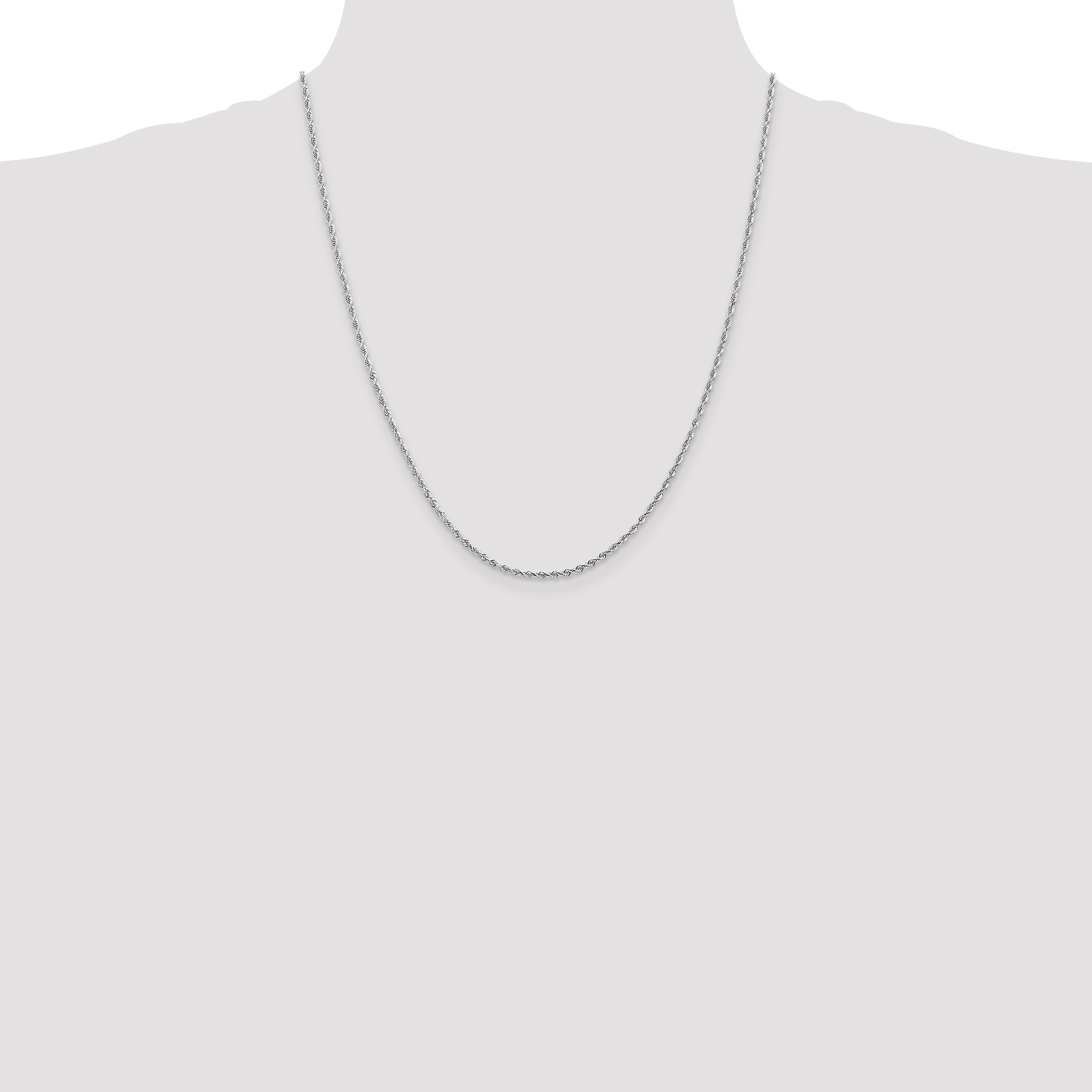 10K White Gold 2mm D/C Quadruple Rope Chain
