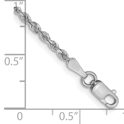 10K White Gold 2mm D/C Quadruple Rope Chain Anklet
