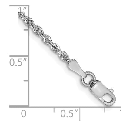 7 Inch 10K White Gold 2mm D/C Quadruple Rope Chain Bracelet