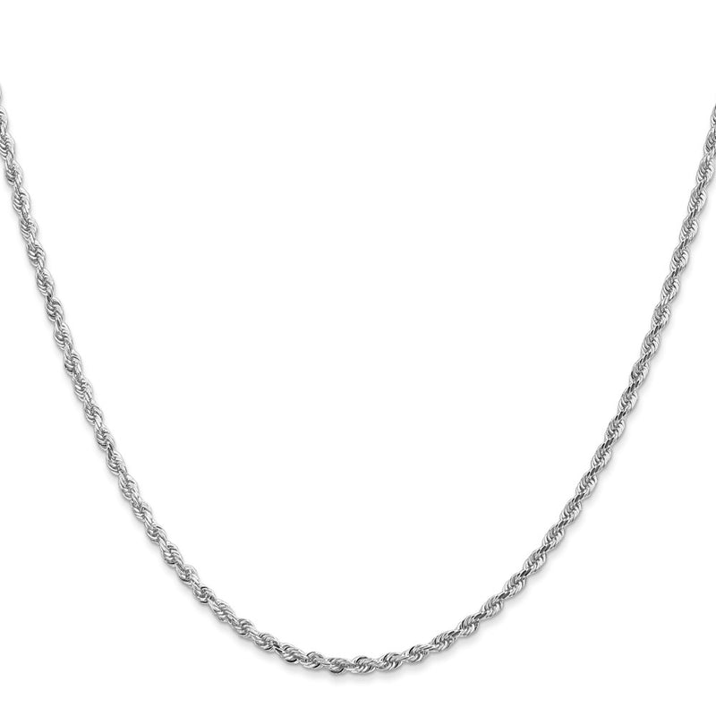 10K White Gold 2.25mm D/C Quadruple Rope Chain Necklace