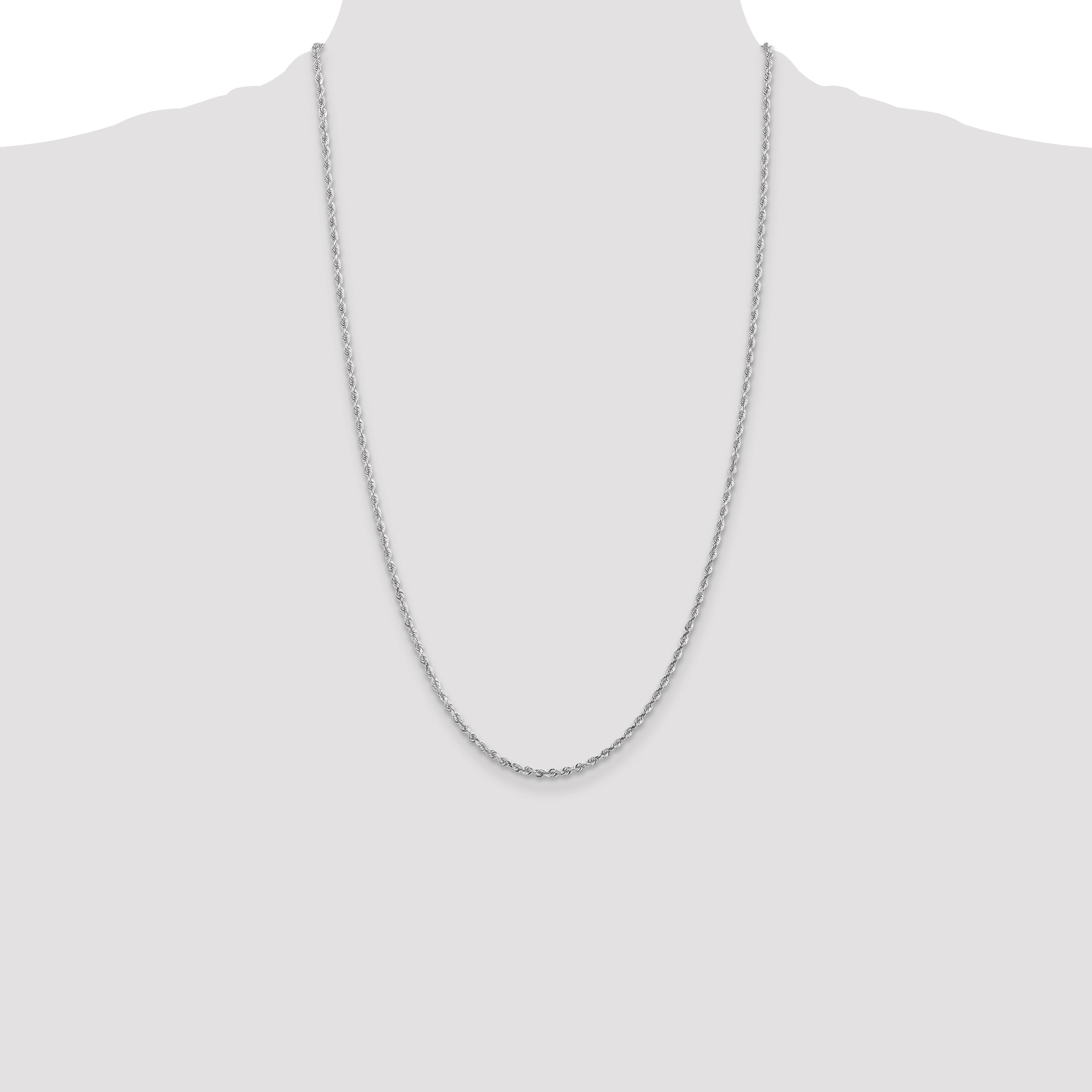 10K White Gold 2.25mm D/C Quadruple Rope Chain