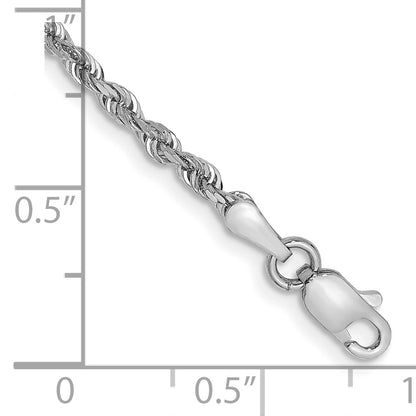 10K White Gold 2.25mm D/C Quadruple Rope Chain Anklet