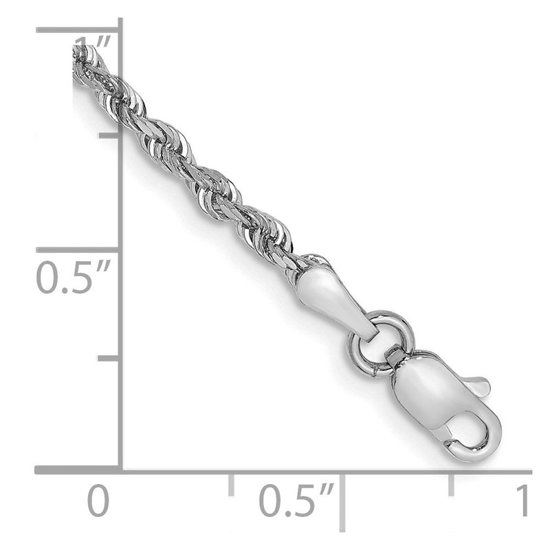 10K White Gold 2.25mm D/C Quadruple Rope Chain Anklet