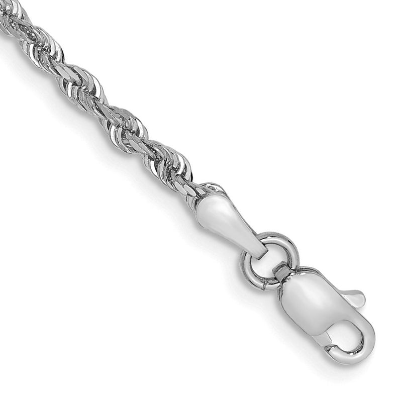 8 Inch 10K White Gold 2.25mm D/C Quadruple Rope Chain Bracelet