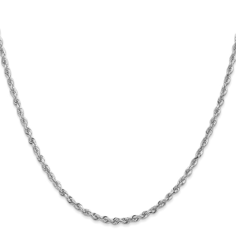 24 Inch 10K White Gold 2.75mm D/C Quadruple Rope Chain Necklace