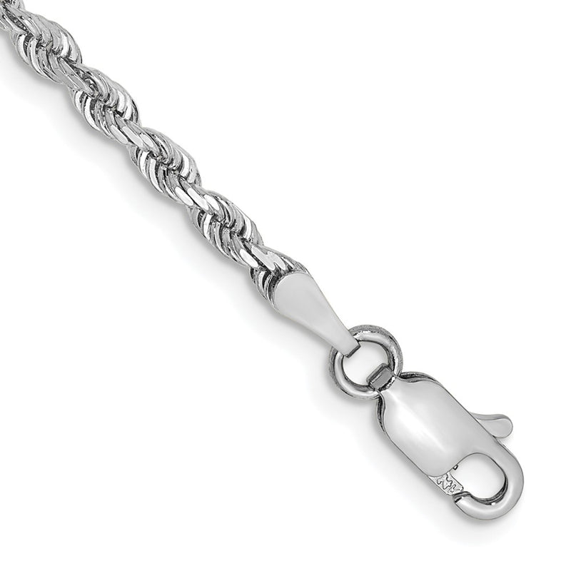 9 Inch 10K White Gold 2.75mm D/C Quadruple Rope Chain Bracelet