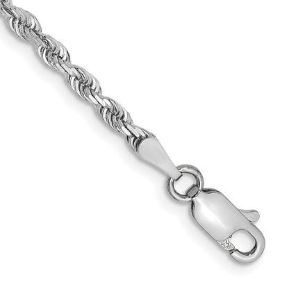 10K White Gold 2.75mm D/C Quadruple Rope Chain Bracelet