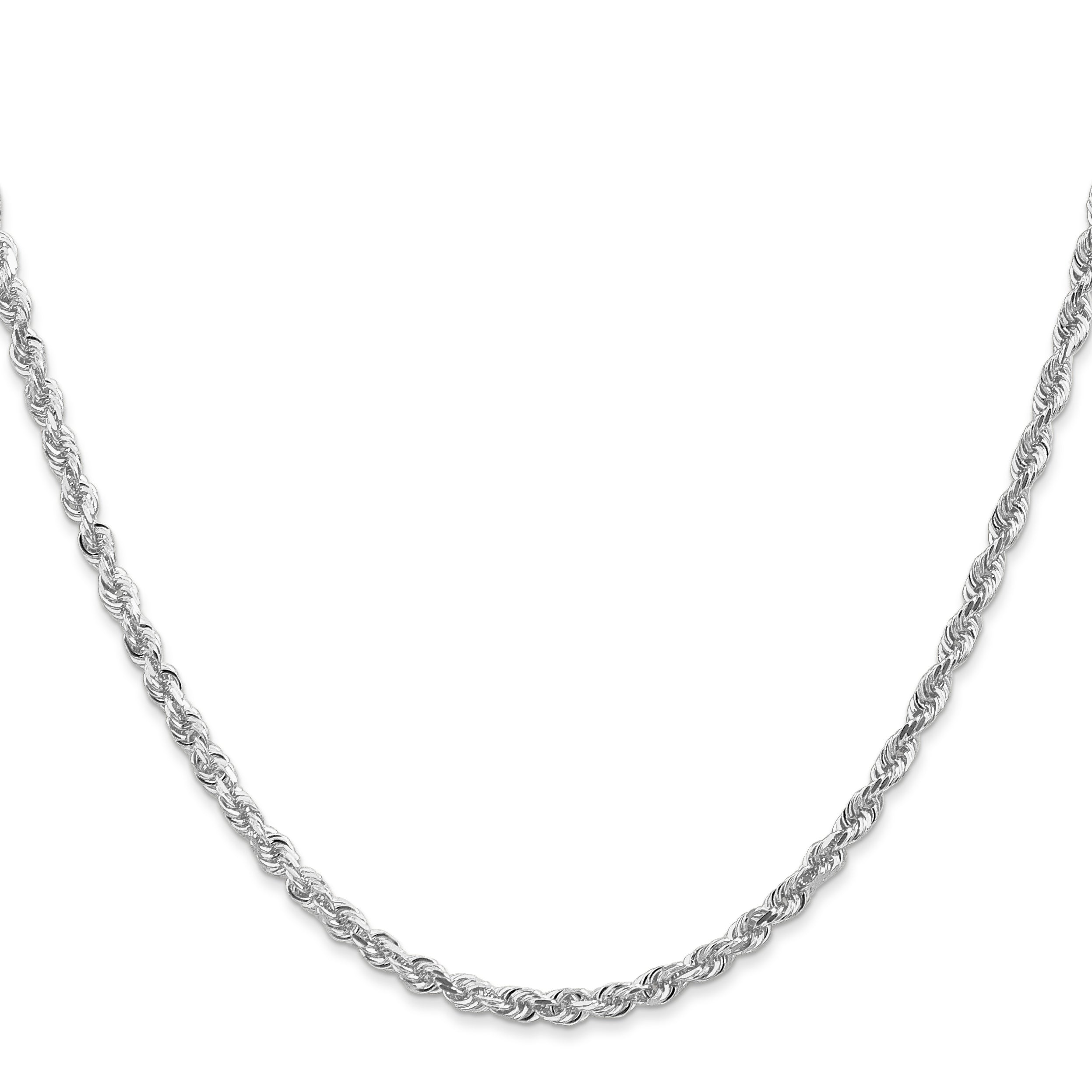 10K White Gold 3mm D/C Quadruple Rope Chain