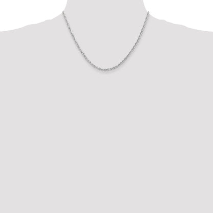 10K White Gold 3mm D/C Quadruple Rope Chain