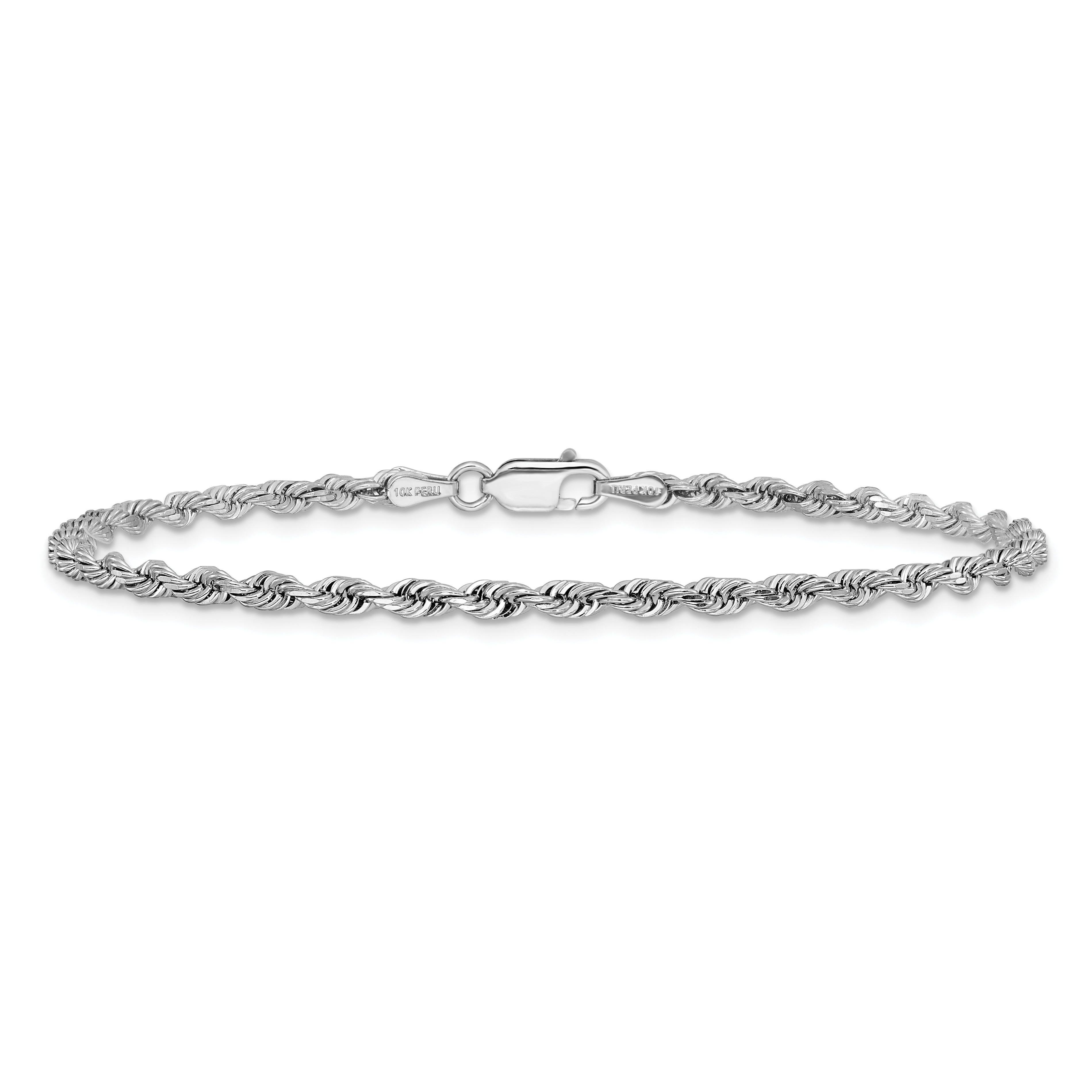 10K White Gold 3mm D/C Quadruple Rope Chain