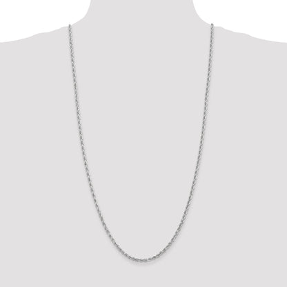 30 Inch 10K White Gold 3.35mm D/C Quadruple Rope Chain