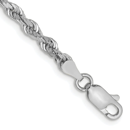 7 Inch 10K White Gold 3.35mm D/C Quadruple Rope Chain