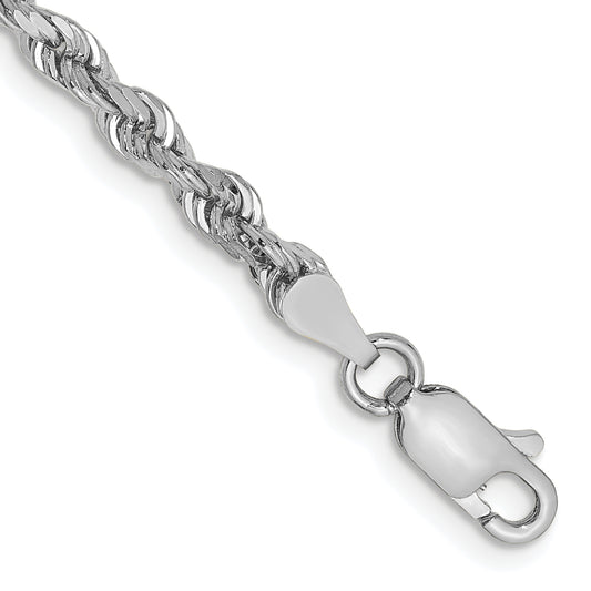 7 Inch 10K White Gold 3.35mm D/C Quadruple Rope Chain