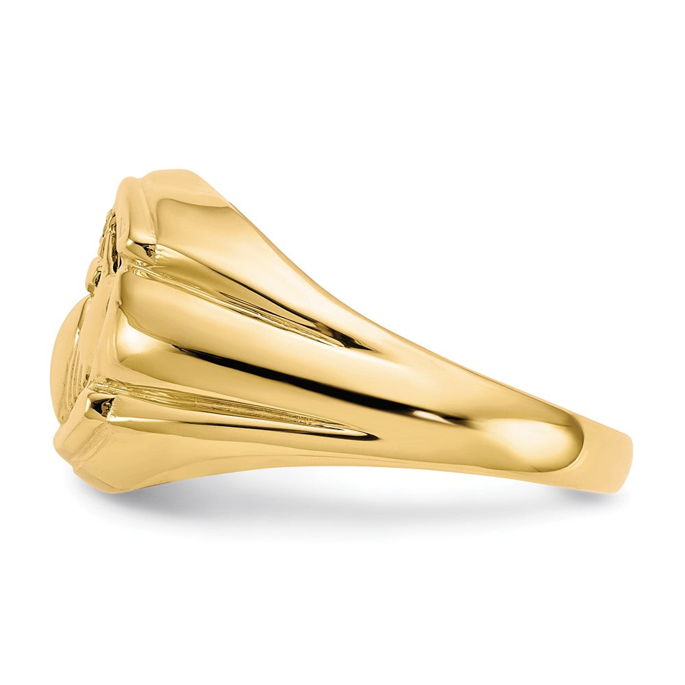 14K Yellow Gold Men's Diamond and Black Onyx Claddagh Ring