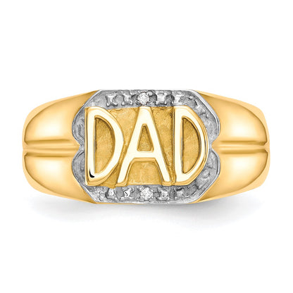 Men's Real Diamond DAD Ring in Solid 10k Yellow Gold Perfect Father's Day Gift